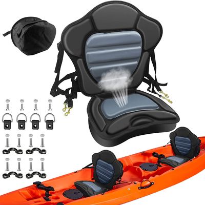 Kayak Seat Thickened Padded Kayak Seat Extra Thick Padded Sit-On-Top Canoe Seat Cushioned - Deluxe Fishing Boat Seat with 4 Pairs Fixed D-Ring & 4 Tie Down Pad Eyes and Screws for Kayaks Boats Canoes