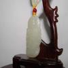 2.2" China Certified Nature Nephrite Hetian Jade Blessing Guanyin Hand Carved Necklace Pendant5794 view 3