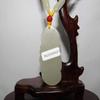 2.2" China Certified Nature Nephrite Hetian Jade Blessing Guanyin Hand Carved Necklace Pendant5794 view 4
