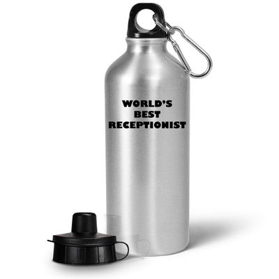 Art by Chelsydale Appreciation Gifts Idea for Receptionist Water Bottle Tumbler 20oz Portable Drinkware - Front Desk Clerk Secretary Hotel Office Women Men Cute Recognition Award Reward - WorldsBest