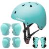 CELOID Kids Helmet Pad Set,Adjustable Kids Skateboard Bike Helmet Knee & Elbow Pads Wrist Guards 5-8 Years Kid Protective Gear Set for Girls Boys Bicycle Bike Roller Skating Scooter Rollerblade Sport view 1