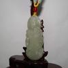3" China Certified Nature Hetian Nephrite Jade Blessing Guanyin Hand Carved Necklace Pendant 8988 view 3