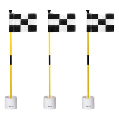 KINGTOP Golf Flagstick Mini, Putting Green Flag for Yard, 3 Feet Flagpole 2-Section Design, Golf Pin Flags Hole Cup Set, 4" Putting Cup, 3-Pack