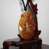2" China Certified Nature Yellow Dragon Jade Fortue Crab and Lotus Hand Carved Necklace Pendants 8406 view 2