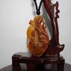 2" China Certified Nature Yellow Dragon Jade Fortue Crab and Lotus Hand Carved Necklace Pendants 8406 view 3