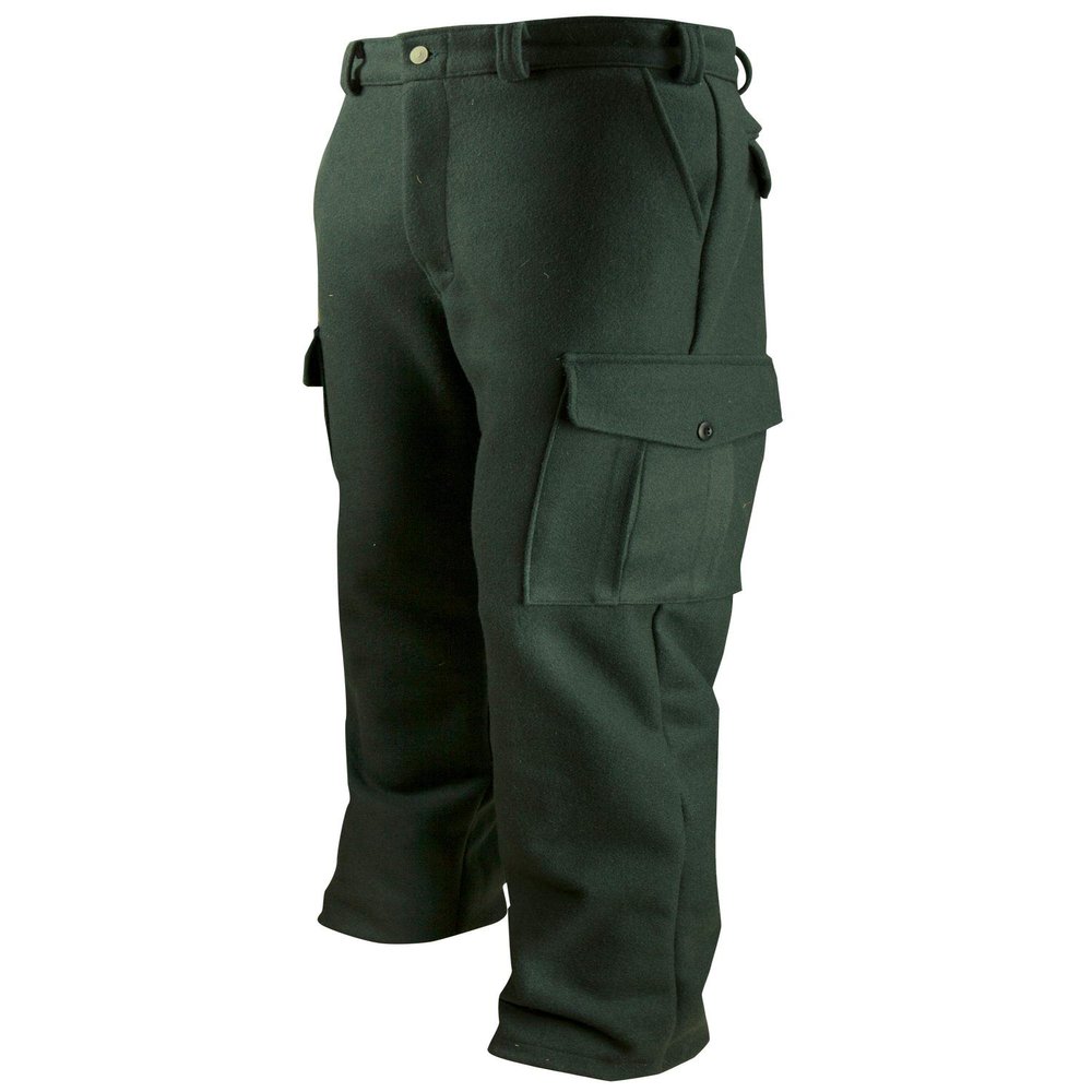 Dark Green Heavyweight Wool Hunting and Shooting Cargo Pants to Size 52 Made in Canada 234 (30W x 31L)
