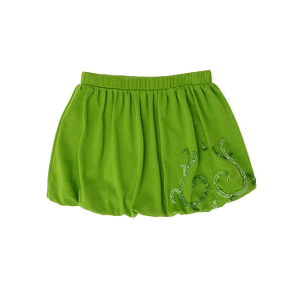 The Season Essentials Kidsy Toddler Baby Girls Embroidery Bubble Skirt Peruvian Pima Cotton, Balloon Skirt, Elastic Waist, Pull-On, Solid Colors, Acid Green, 3