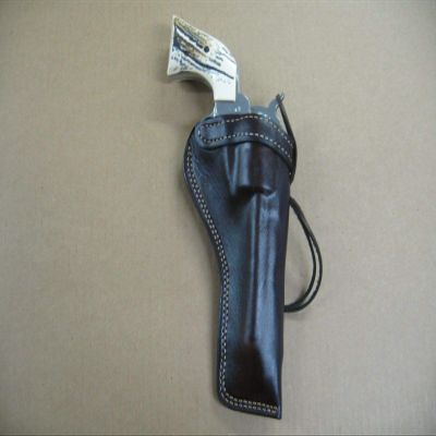 Azula Left Hand Leather Strong Side Holster for Ruger Wrangler 4.62" .22lr Single Action Revolver Dark Brown Left Hand