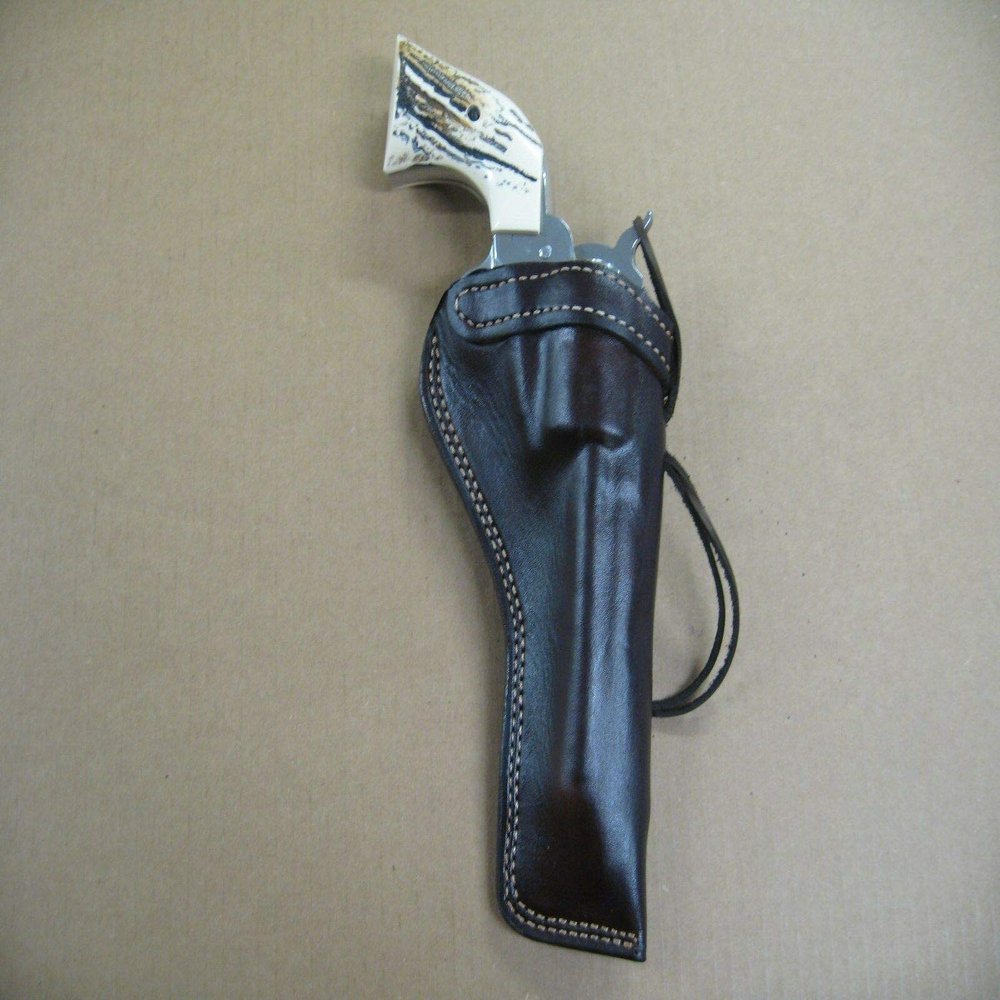 Azula Left Hand Leather Strong Side Holster for Ruger Wrangler 4.62" .22lr Single Action Revolver Dark Brown Left Hand