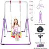 Gymnastics Bar for Kids Jungle Gym 3 in 1 Set Deluxe Swing Seat, Trapeze Rings, Horizontal Kip Bar Height Adjustable Monkey Bar, Expandable Junior Training Gymnastic Balance Bar, Swing Set (Purple) view 2