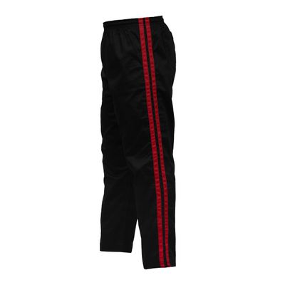 UFG Martial Arts Striped Karate Pants Cotton & Polyester Blended - Kids Adults Unisex (Red, 0)