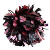 Cheerleading Pom Poms Metalic Holographic Cheerleader with Baton Handle 6 inch 1 Pair 2 Pieces (Black/Pink) view 1