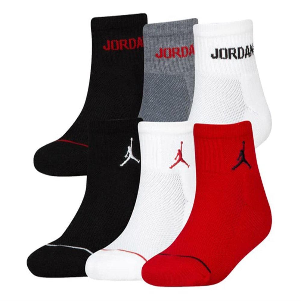 Jordan Boys 6-Pk. Ankle Cushioned Socks (3Y-5Y7-9), RedBlack