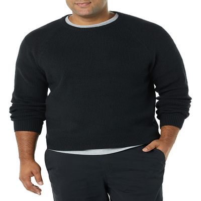 Amazon Essentials Men's Long-Sleeve Soft Touch Crewneck Sweater, Black, Medium