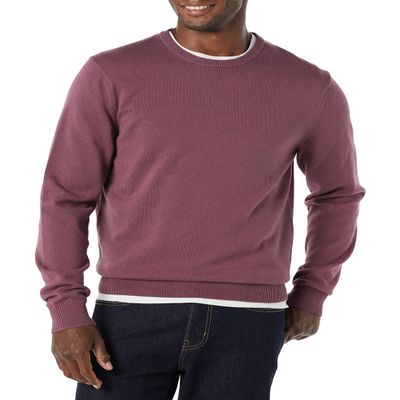 Amazon Essentials Men's Long-Sleeve Crewneck Sweater, 100% Cotton, Big & Tall Options Available, Plum, XX-Large