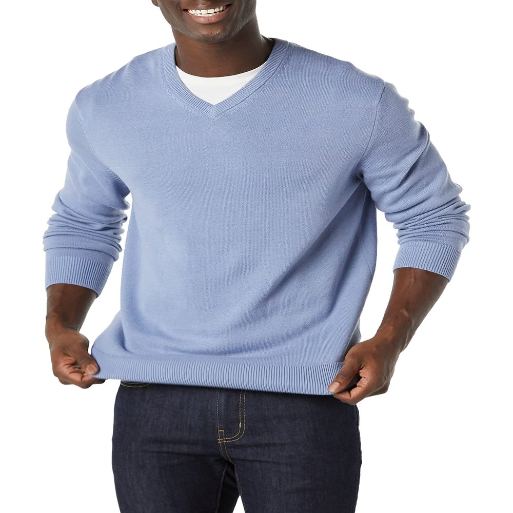 Amazon Essentials Men's V-Neck Sweater (Available in Big & Tall), Light Blue, XX-Large