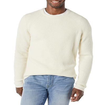 Amazon Essentials Men's Long-Sleeve Soft Touch Crewneck Sweater, Ivory, X-Small