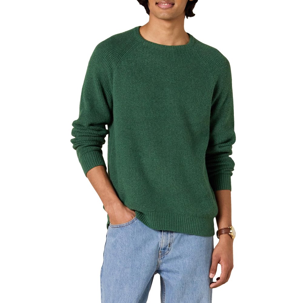 Amazon Essentials Men's Long-Sleeve Soft Touch Crewneck Sweater, Green, Small