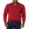 Amazon Essentials Men's 100% Cotton Quarter-Zip Sweater, Red, Medium view 1
