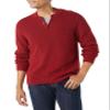 Amazon Essentials Men's Long-Sleeve Soft Touch Cotton Blend Henley Sweater, Red, Large view 1