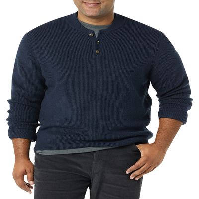 Amazon Essentials Men's Long-Sleeve Soft Touch Henley Sweater, Navy, XX-Large