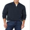 Amazon Essentials Men's 100% Cotton Quarter-Zip Sweater, Navy, Large view 3