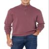 Amazon Essentials Men's 100% Cotton Quarter-Zip Sweater, Plum, Medium view 1