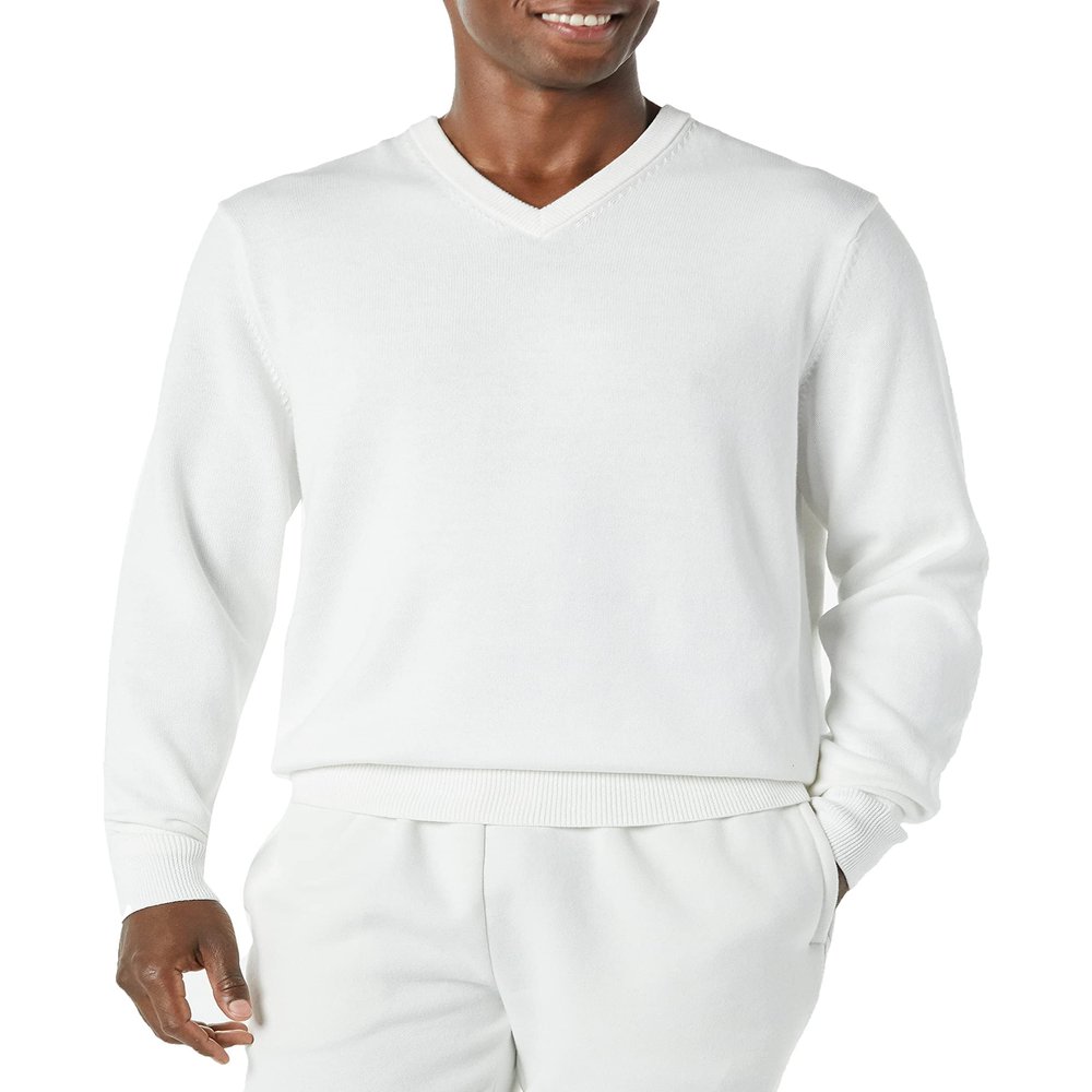Amazon Essentials Men's V-Neck Pullover Sweater (Available in Big & Tall), Ivory, X-Large