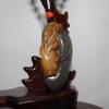 2.2" China Certified Nature Yellow Dragon Jade Fortue Gold Fish and Coin Hand Carved Necklace Pendants 8398 view 2