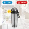 Agatige 600ml Dual Use Water Bottle, Portable Split Drinking Cup with Straw Two Sided Cup with Divider for Home Outdoor Camping Sport(Black) view 3