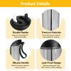 Agatige 600ml Dual Use Water Bottle, Portable Split Drinking Cup with Straw Two Sided Cup with Divider for Home Outdoor Camping Sport(Black) view 4