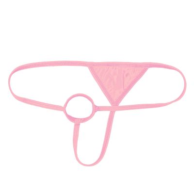 FEESHOW Mens Sissy Lingerie Low Rise O-Ring Thong Bikini Briefs G-String Crossdresser Underwear Pink OneSize