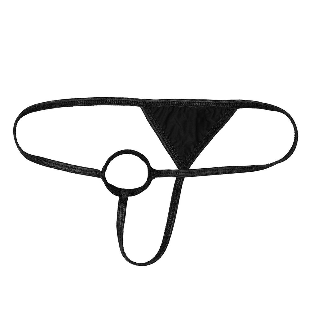 FEESHOW Mens Sissy Lingerie Low Rise O-Ring Thong Bikini Briefs G-String Crossdresser Underwear Black OneSize