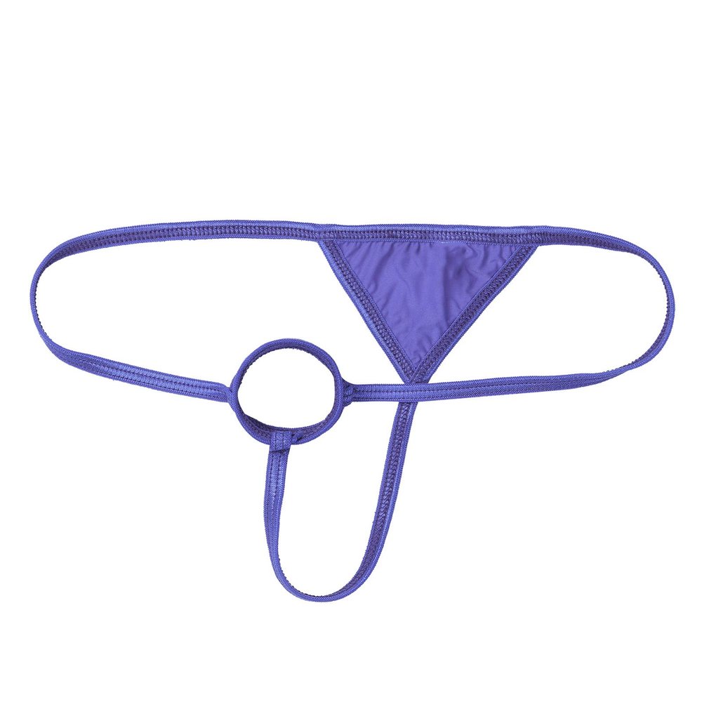 FEESHOW Mens Sissy Lingerie Low Rise O-Ring Thong Bikini Briefs G-String Crossdresser Underwear Purple OneSize