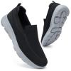 konhill Men's Slip on Loafers Walking Shoes - Mesh Casual Tennis Sneaker Black/Grey,Label 46.5 view 1