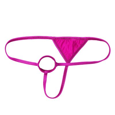 FEESHOW Mens Sissy Lingerie Low Rise O-Ring Thong Bikini Briefs G-String Crossdresser Underwear Hot Pink OneSize
