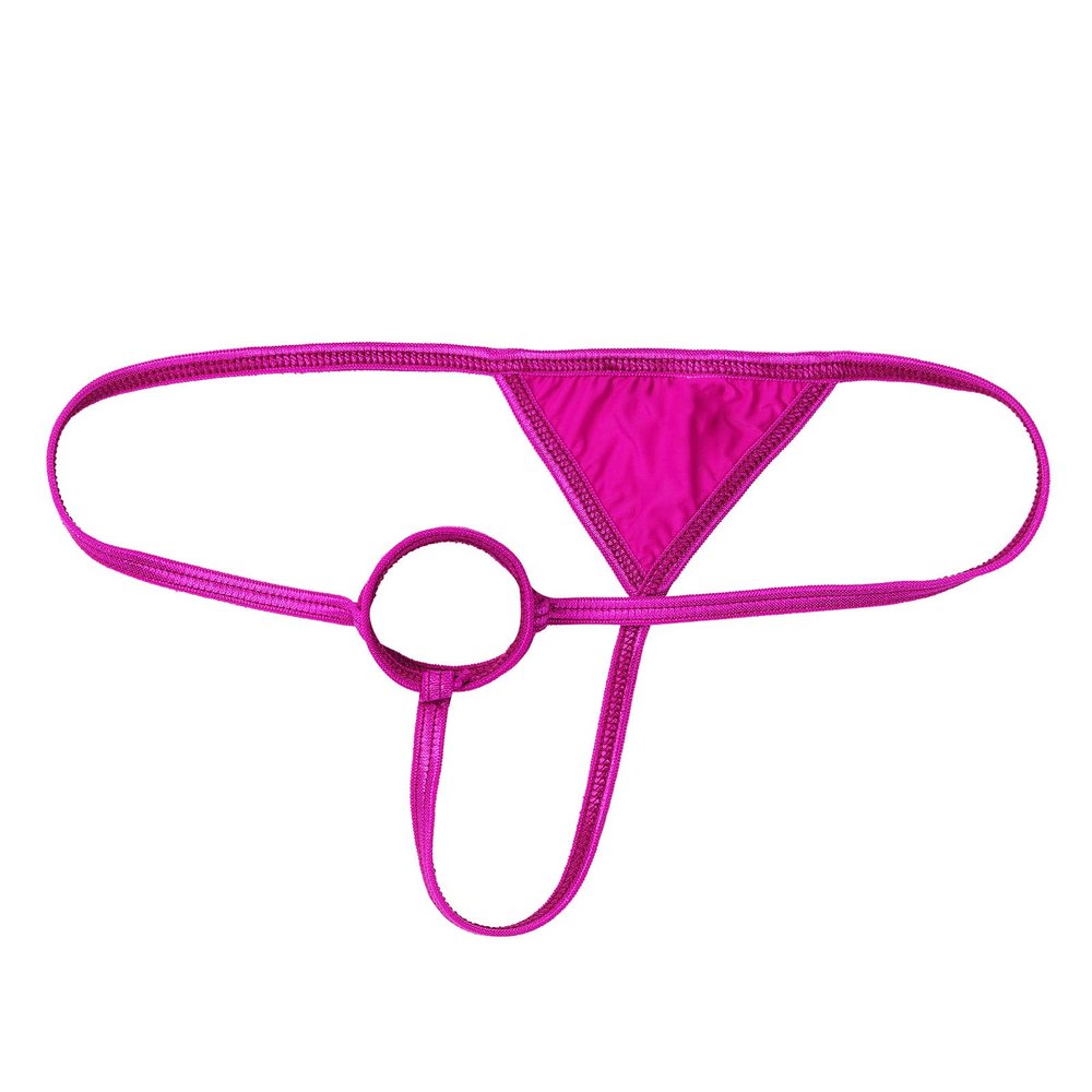 FEESHOW Mens Sissy Lingerie Low Rise O-Ring Thong Bikini Briefs G-String Crossdresser Underwear Hot Pink OneSize