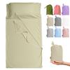 Cozysilk Brand - GANNAFEE Cotton Sleeping Bag Liner with Zipper - 100% Cotton Travel Sheet Sleep Sack Adult - Travel Sleeping Bag for Hotels Camping Hiking (Single Luxury - 41 x 87 inch, Camel) view 1