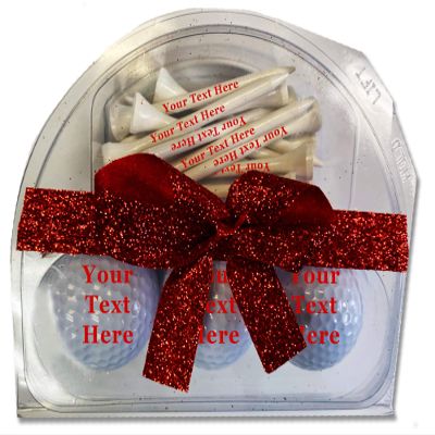 GBM Personalized Valentine's Gift Set - 3 Balls and 20 Golf Tees - Add Photo, Logo or Text