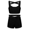easyforever Kids Girls Dance Outfits Gymnastics Leotard Training Suit Sports Bra Crop Top with Shorts Set Black 6 view 1