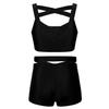 easyforever Kids Girls Dance Outfits Gymnastics Leotard Training Suit Sports Bra Crop Top with Shorts Set Black 6 view 2