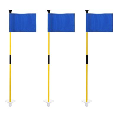 KINGTOP Golf Flagstick Mini, Putting Green Flag for Yard, 3 Feet Flagpole 2-Section Design, Golf Pin Flags Set, 3-Pack
