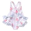 Andannby Newborn Baby Girl Pink Unicorn Swimwear Sleeveless Ruffle One Piece Swimsuit Holiday Beachwear (Pink Ice Cream, 18-24 Months) view 1