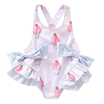 Andannby Newborn Baby Girl Pink Unicorn Swimwear Sleeveless Ruffle One Piece Swimsuit Holiday Beachwear (Pink Ice Cream, 6-12 Months)