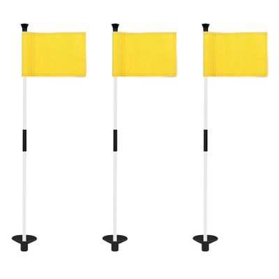 KINGTOP Golf Flagstick Mini, Putting Green Flag for Yard, 3 Feet Flagpole 2-Section Design, Golf Pin Flags Set, 3-Pack