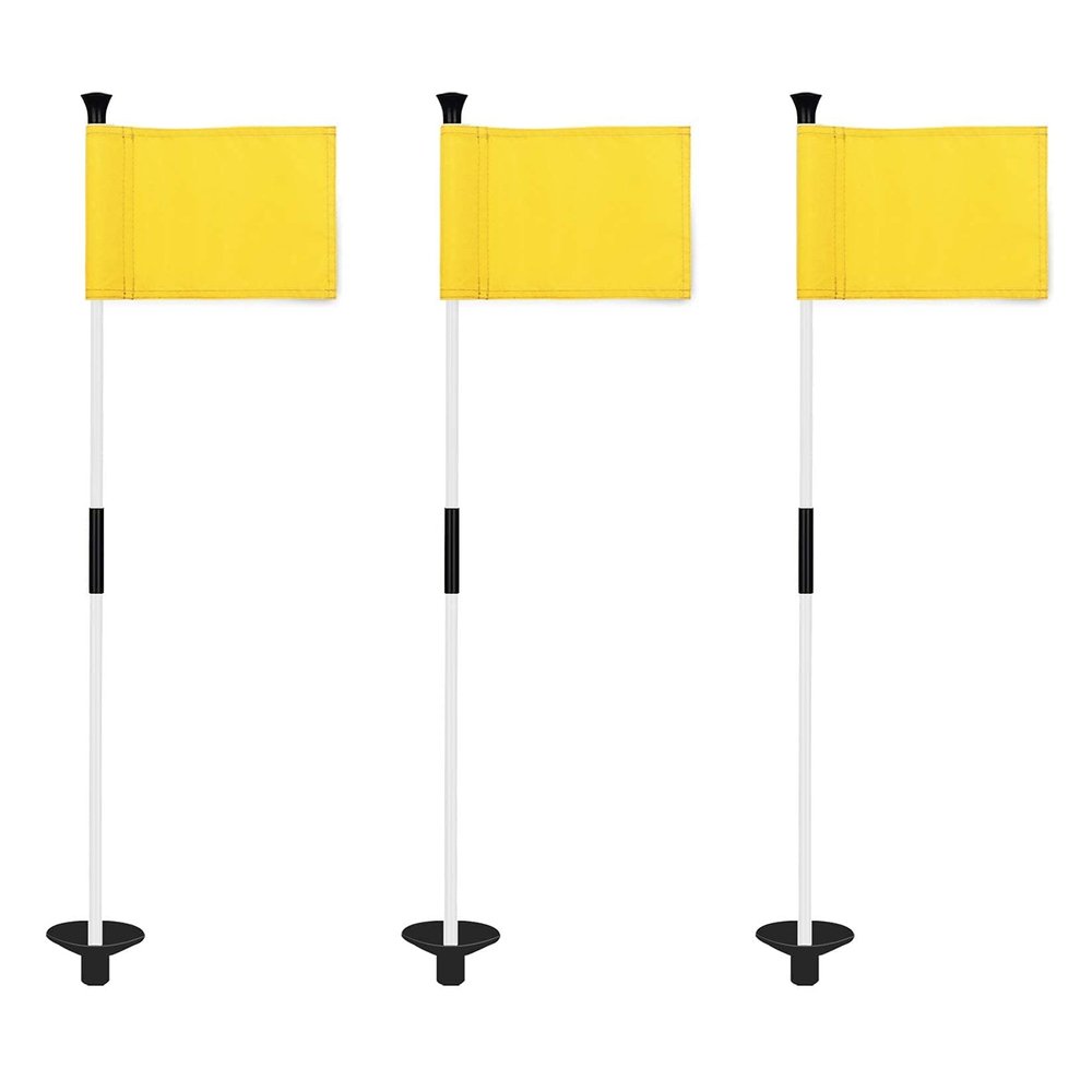 KINGTOP Golf Flagstick Mini, Putting Green Flag for Yard, 3 Feet Flagpole 2-Section Design, Golf Pin Flags Set, 3-Pack