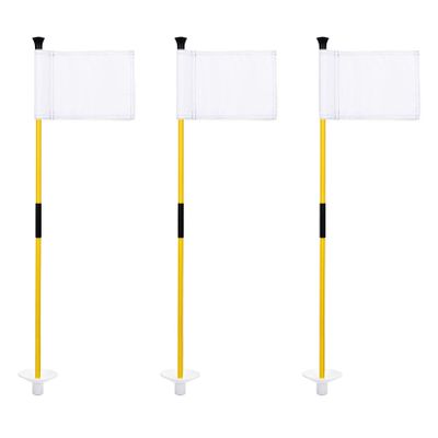 KINGTOP Golf Flagstick Mini, Putting Green Flag for Yard, 3 Feet Flagpole 2-Section Design, Golf Pin Flags Set, 3-Pack