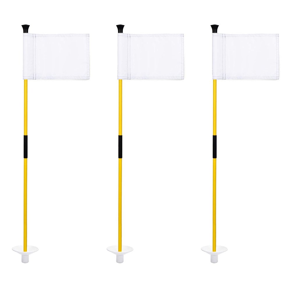 KINGTOP Golf Flagstick Mini, Putting Green Flag for Yard, 3 Feet Flagpole 2-Section Design, Golf Pin Flags Set, 3-Pack