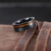 King Will 7mm Tungsten Rings for Men Nature Acacia Wood Inlay Centre Grooved Mens Wedding Band Fashionable Engagement Ring Matte Brushed Pipe Cut Comfit Fit Durable, Black Size 10 view 3