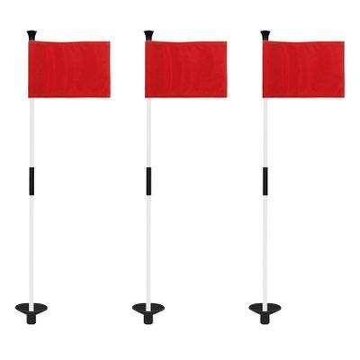 KINGTOP Golf Flagstick Mini, Putting Green Flag for Yard, 3 Feet Flagpole 2-Section Design, Golf Pin Flags Set, 3-Pack